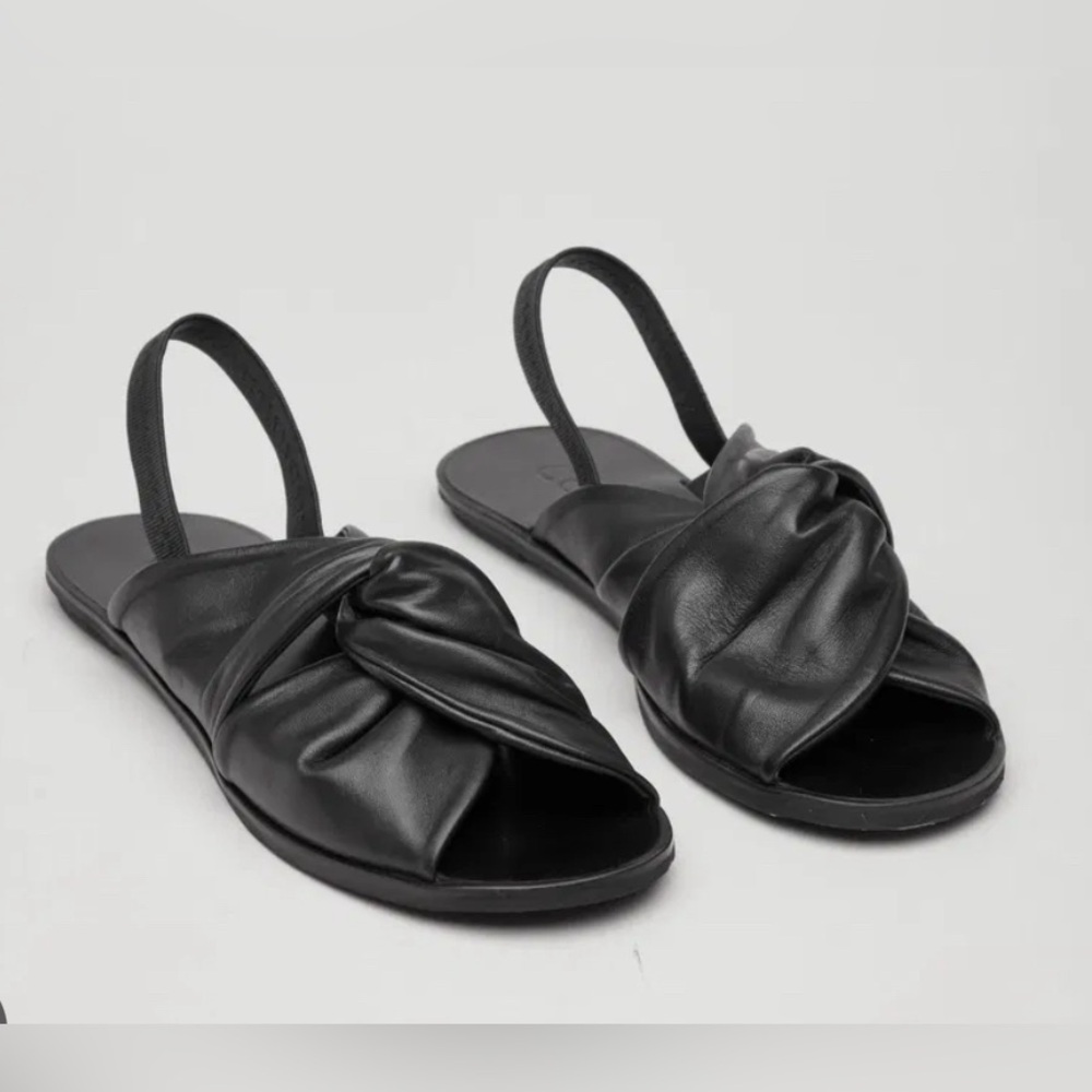 COS Knotted Leather Sandals, black, size 41